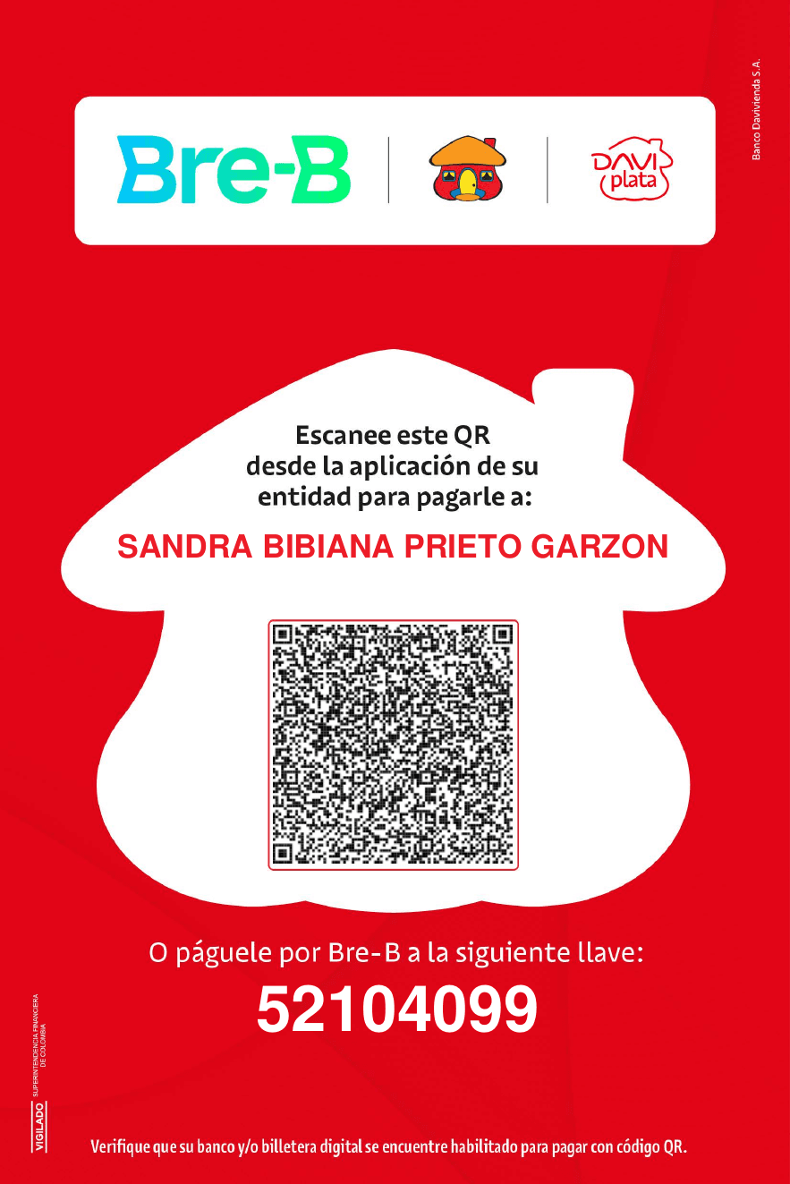 Código QR Bre-B para pagar a Sandra Bibiana Prieto Garzón